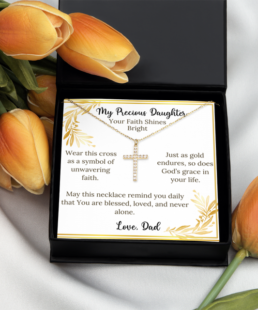 Gold Cross Necklace For Women, Gift For Daughter From Dad, Gift For Daughter In LawFrom Mom