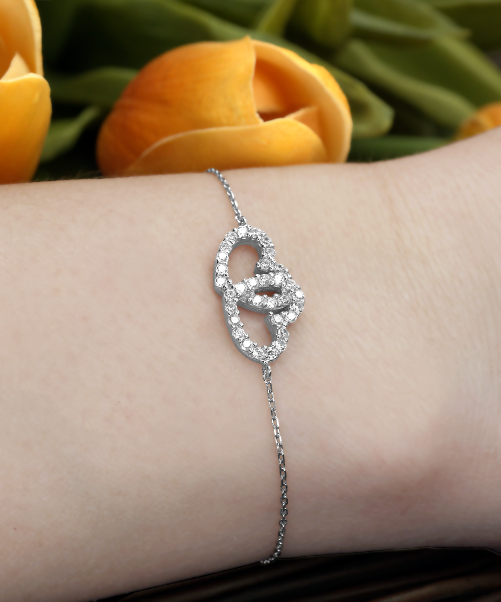 Interlocking Crystal Hearts Bracelet, Gift Ideas For Girlfriend, Long Distance Relationship, Going Away Gift