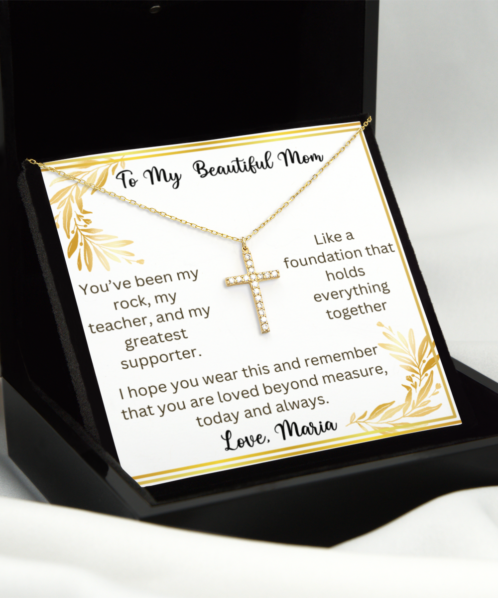 Crystal Gold Necklace Gift For Mom From Daughter, From Daughter In Law, Jewelry For Mom Birthday